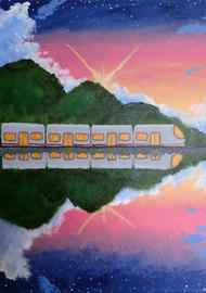 Train on Water Painting